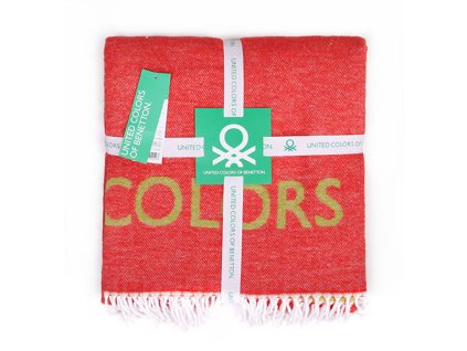 Červeno-zelená deka United Colors of Benetton 60% bavlna 40% akrylová tkanina / 140 x 190 cm