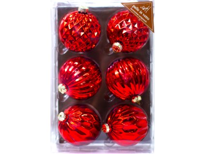 Set skleněných vánočních koulí DUE ESSE / pr. 10 cm / 6 ks / červená