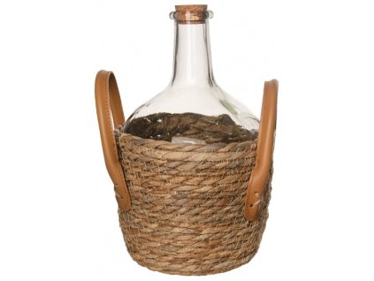 Skleněný demižon s opletem / pr. 17 cm / 2,15 l