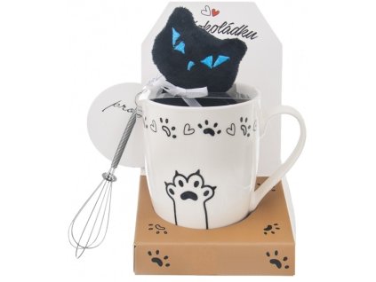 Keramický hrnek MAZLÍČCI + šlehací metla + plyšák / pr. 8 cm / 0,33 l