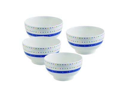 Sada 4 porcelánových misek United Colors of Benetton 650 ml / bílá s barevnými tečkami