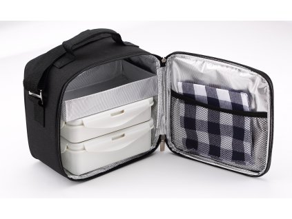 Obědový box Bergner 23 x 22 x 13,5 cm / polyester / černá