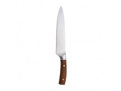 Kuchársky nôž Bergner z nehrdzavejúcej ocele a bukového dreva / ergonomická rukoväť / 20 cm / strieborná / hnedá
