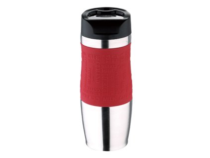 Láhev na pití z nerezové oceli Bergner 400 ml / červená, stříbrná