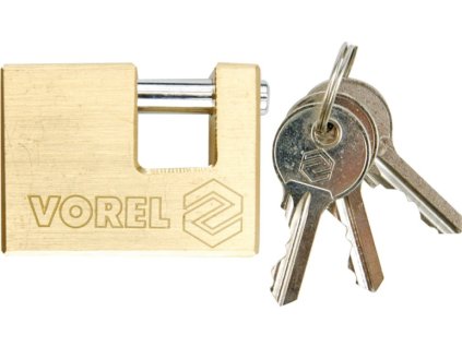 Vorel Zámek visací 77212 / 75 mm / čepový / mosaz / 3 klíče