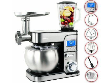 Kuchyňský robot DMS 3v1 z nerezové oceli KMFB-2300D / StandMixer / Mlýnek na maso / Digitální časovač / 6,5L
