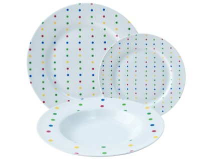 Súprava 18 porcelánových riadov Design Colored Dots House Benetton