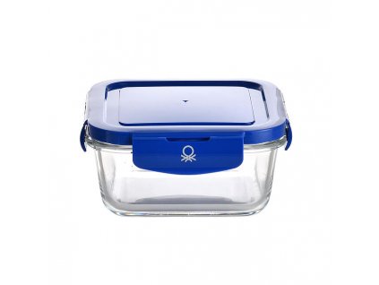 Dóza na potraviny z borosilikátového skla s viečkom / 690 ml / polypropylén / modré viečko / transparentná