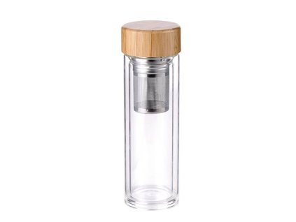 Fľaša na nápoje so sitkom 350 ml / sklo / Bergner