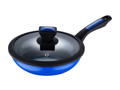 Panvica z kovaného hliníka s keramickým povrchom a skleneným vekom / United Colors of Benetton / 20 cm / Modrá