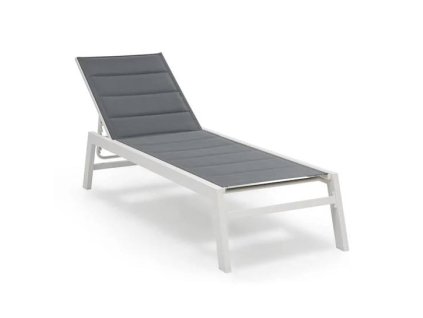 Blumfeldt Renazzo Lounge, záhradné ležadlo, 70/30 PVC/PE, hliník, 6 úrovní, sivá/biela