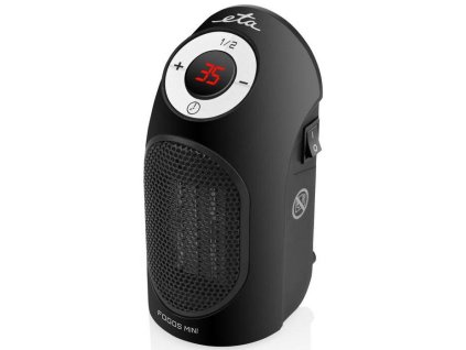 Tepelný ventilátor ETA Fogos Mini 1623 90000 / LED displej / 400 W / 56 dB / 15 - 35 °C / 2 rýchlosti / čierny