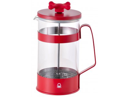 French Press United Colors of Benetton Rainbow BE-0682-RD / 0,6 l / borosilikátové sklo / nerezová oceľ / červená