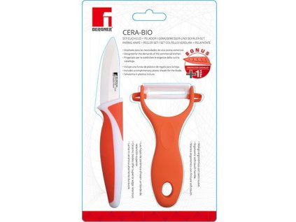Bergner Cera-Bio 2-dielna sada škrabky a noža / ergonomická rukoväť / biela / oranžová