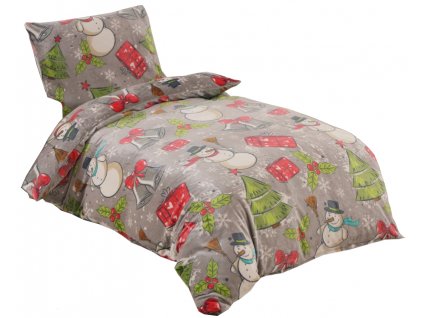 Dvojdielna posteľná bielizeň Navidad / 140 x 200 cm / 70 x 90 cm / mikroflanel / 100% polyester / 230 g/m2 / zipsy / vianočný motív / viacfarebná