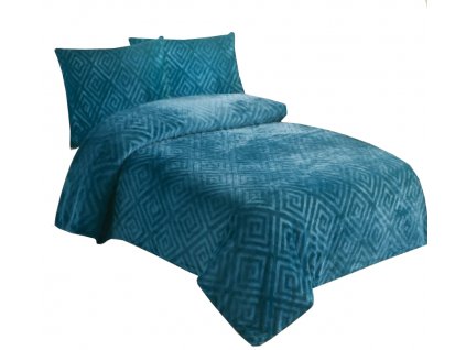 Dvojdielna posteľná bielizeň / mikroplyš / 70 x 90 cm / 140 x 200 cm / 100 % polyester / 240 g/m² / aztécky motív / petrolejová