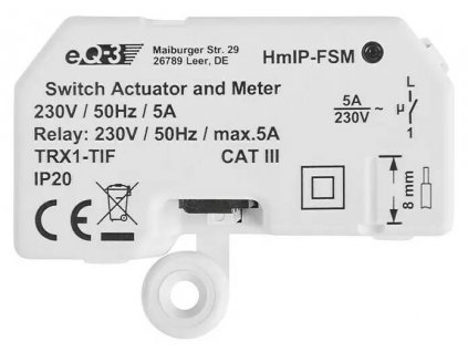 Bezdrôtový spínač a merač Homematic IP HmIP-FSM / 4,1 x 5,4 x 3,3 cm / plast / zapustená montáž / 230 V/50 Hz / 5 A / 0,2 W / biela