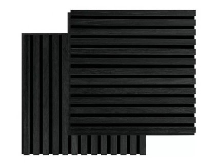 Sada 2 akustických panelov FibroTech Square / 52 x 52 x 2,2 cm / plast, MDF / čierny dub