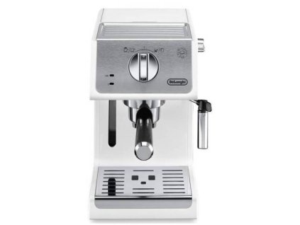 Pákový kávovar DeLonghi Active line ECP33.21.W / 1100W / 15 bar / 1,1 l / parná tryska / nerezová oceľ/biela