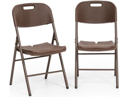 Blumfeldt Burgos seat, skládací židle, sada 2 kusů, HDPE, ocel, ratanový vzhled, hnědá