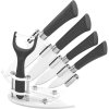Súprava 4 keramických nožov + škrabka v stojane Royalty Line RL-CW5ST - čierna | keramické nože | keramický nôž