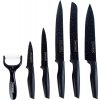 5-dielna súprava kuchynských nožov s nepriľnavým povrchom a škrabkou Royalty Line RL-MB5 / čierna