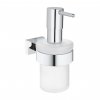 Grohe Essentials Dávkovač tekutého mydla Cube s držiakom / 160 ml / kov/sklo/chróm