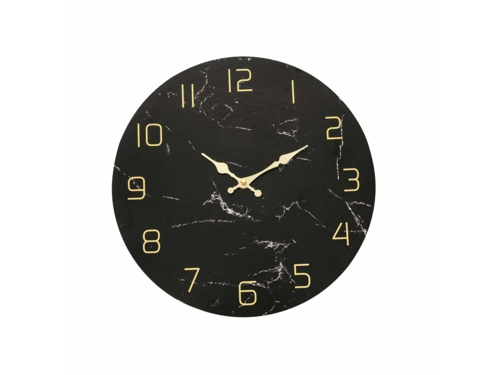 Nástěnné hodiny Marbella, Ø 34 cm, MDF, mramorový vzor