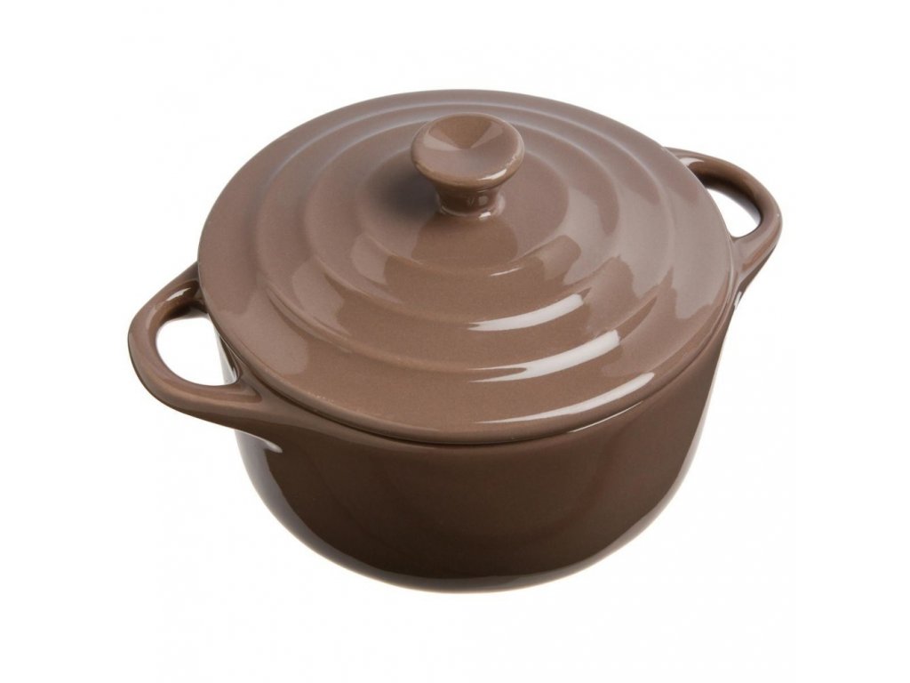 Keramické nádobí, keramický hrnec pro zapékání, nádobí pro dezertů, žáruvzdorné nádobí, nádobí pro servírování dipů -  O 10 cm, hnědá barva, 200 ml