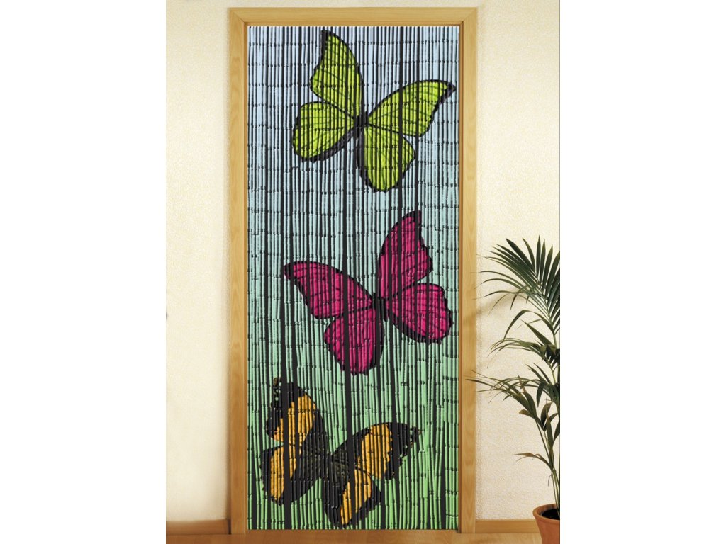 Bambusový závěs Motýli, 90x200 cm, WENKO