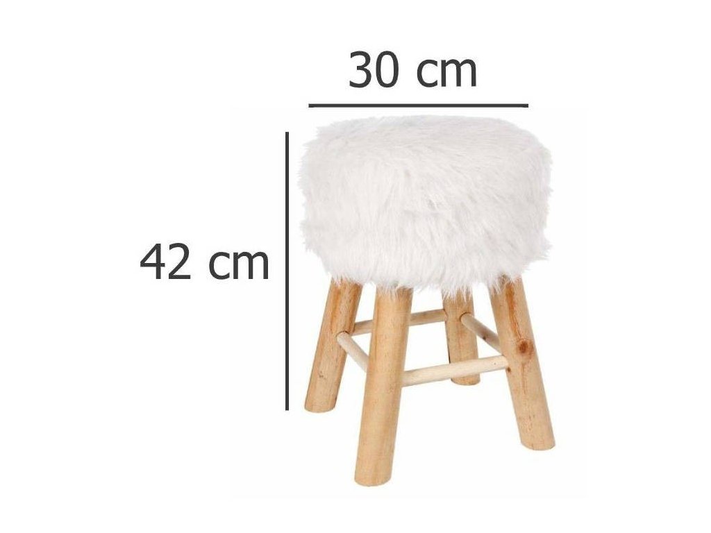 Stolička s umělou kožešinou, 30 x 42 cm, bílá-EMAKO.cz