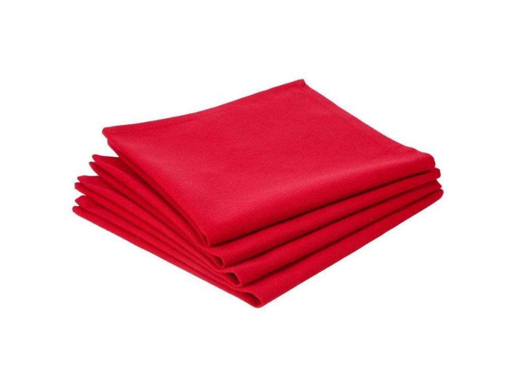 Červené bavlněné ubrousky, 40 x 40, 4 ks
