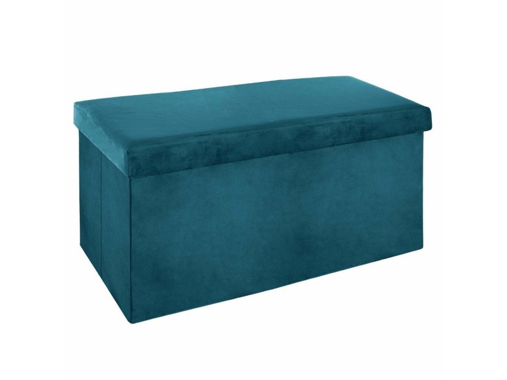 Dvoumístný sedák s úložným prostorem v sametově modré barvě