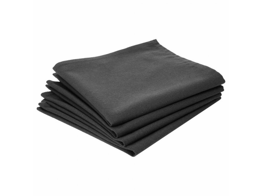 Bavlněné ubrousky, tmavě šedá barva, 40 x 40 cm, 4 ks