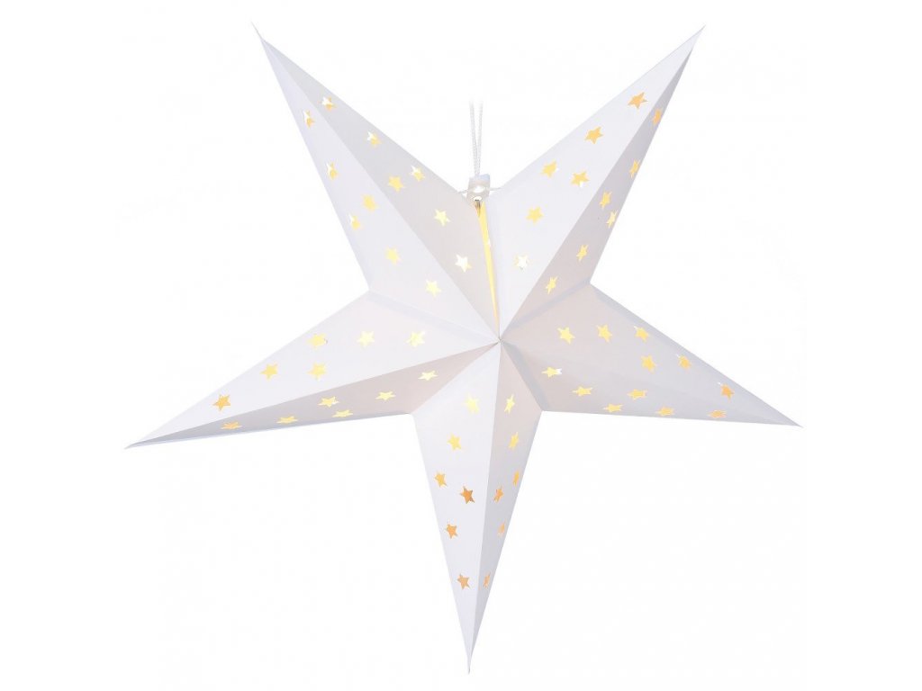 Papírová LED hvězda, vánoční dekorace, 60 cm, bílá