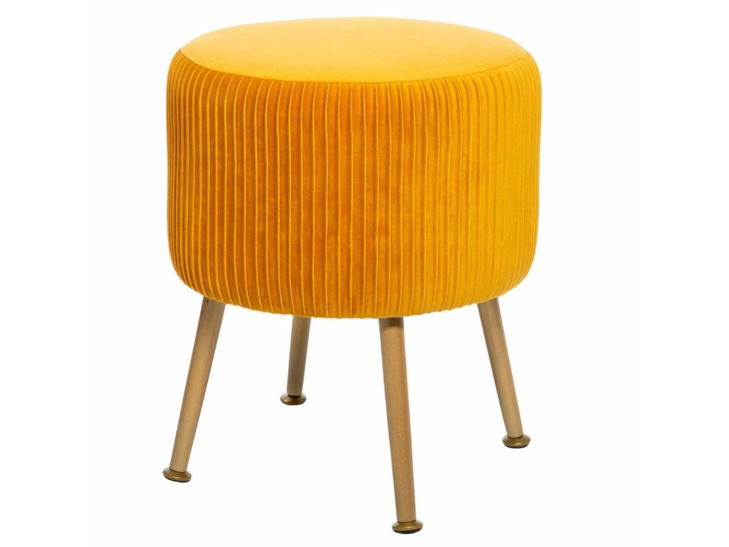 Stolička, taburet SOLARO O 35 cm, hořčicová barva