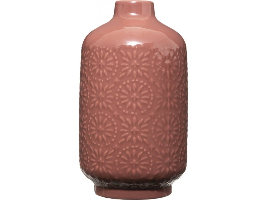 Keramická váza se vzorem, výška 22 cm, růžová-EMAKO.cz