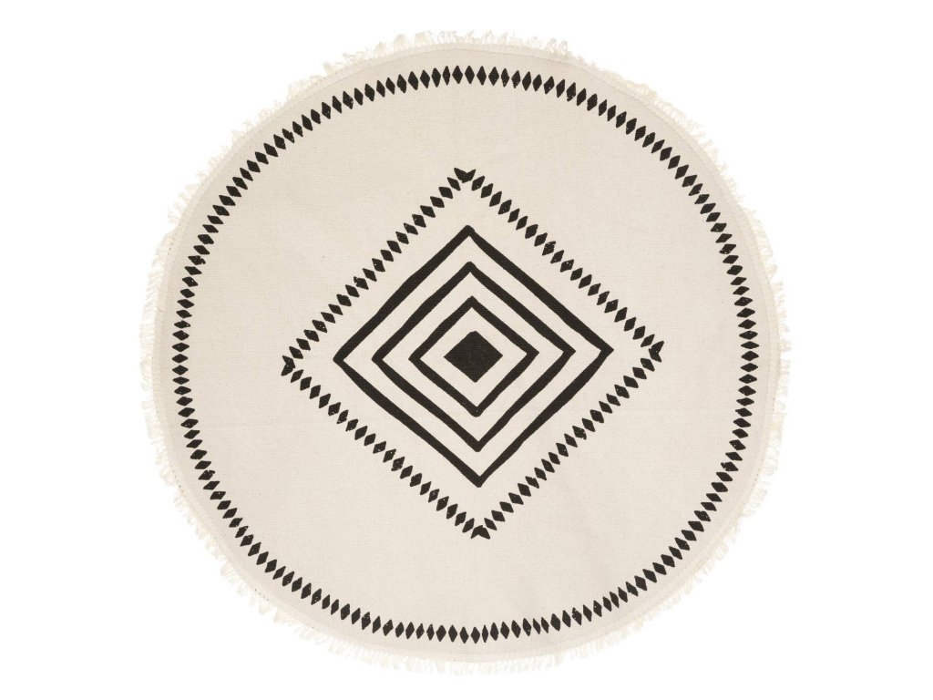 Kulatý koberec, geometrický vzor, bavlna, O 90 cm