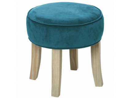 Čalouněný taburet, elegantní potažená stolička ve velice originální mořské barvě
