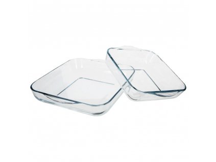 Dvě čtvercové formy na pečení – skleněné žáruvzdorné nádoby na pečení