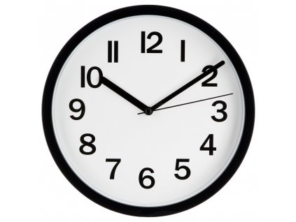 Nástěnné hodiny s černým rámem, průměr 22 cm
