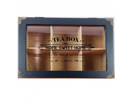 Krabička na čaj, MDF, 24 x 16,5 x 7 cm, černá