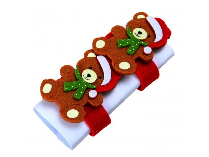 Kroužky na ubrousky s vánočním motivem medvídka, 2 kusy