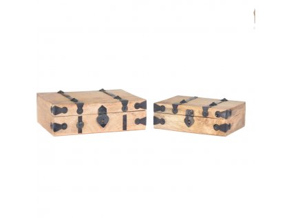 Dekorativní krabičky KUFŘÍK, mangové dřevo, 2 ks