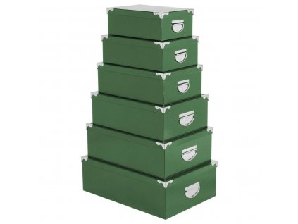 Sada úložných boxů s víkem, 6 kusů, zelená barva