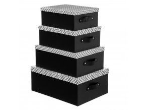 Kartonová krabice, 4 typy, černá s bílým víkem