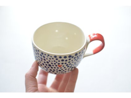 Červenomodrý zvenku tečkovaný se srdíčkem 350 ml