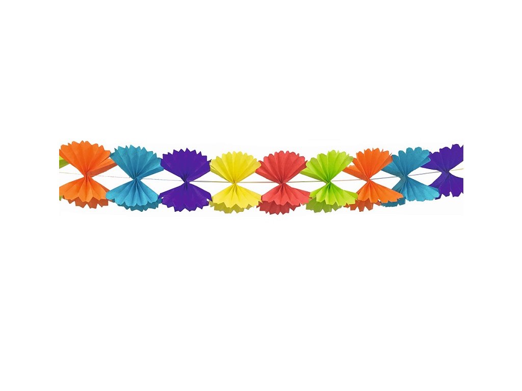Girlanda papírová 300 x 23,5 cm - skládaná mašle barevná