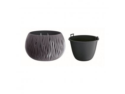 Květináč plastový SANDY BOWL průměr 37 cm - barva antracit S433