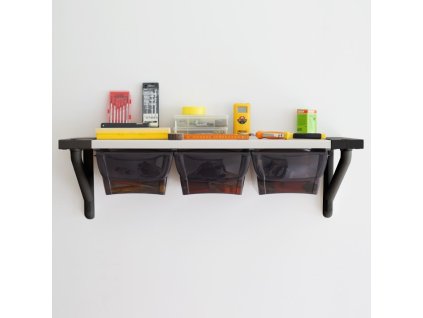 Nástěnná police DIY 93 ONE se 3 úložnými boxy